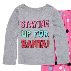 Girls Christmas pj top staying up for santa 2T NEW
